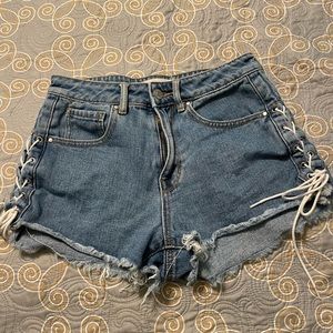 Pacsun High Waisted Lace up shorts